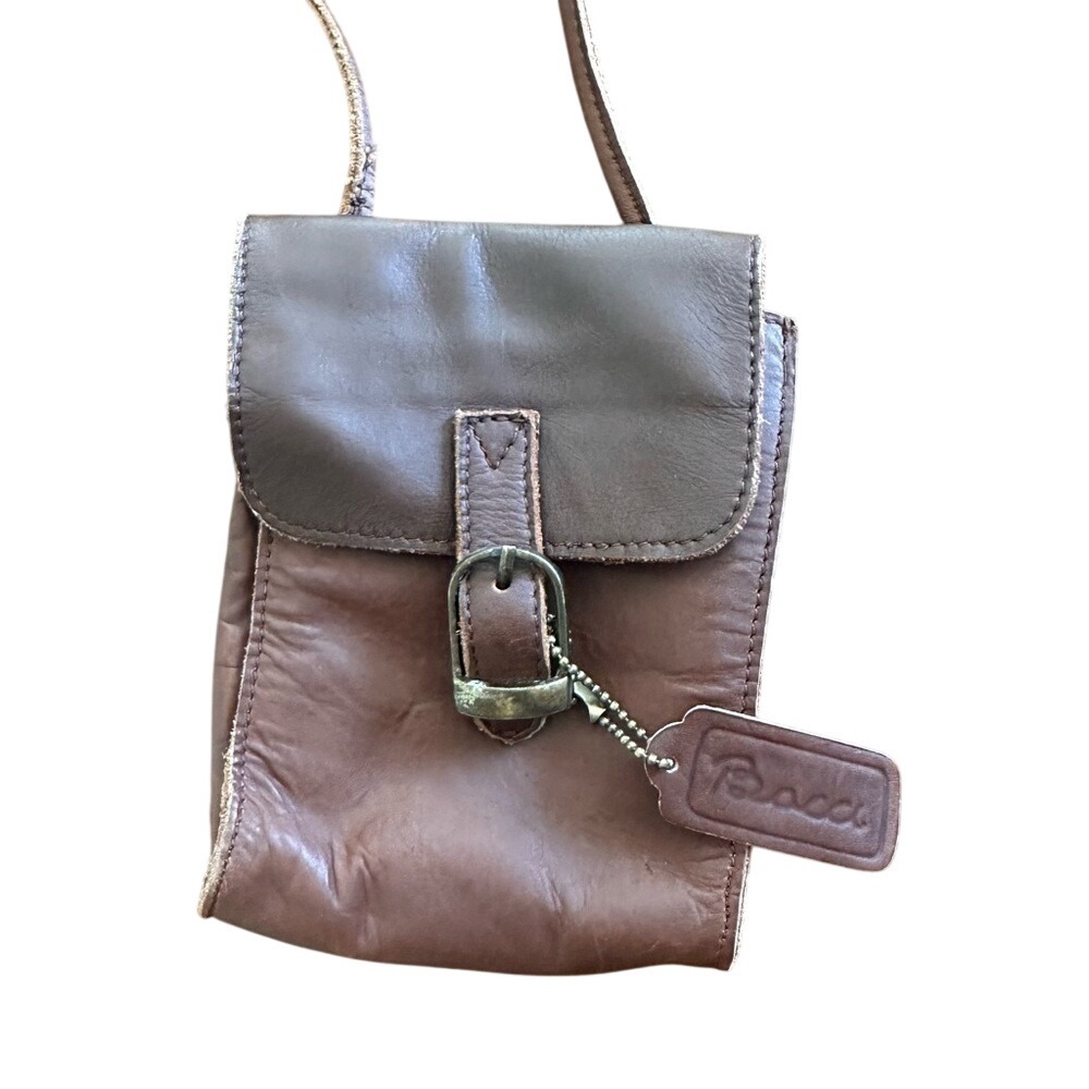 Bacci‎ Brown Leather Mini Crossbody Bag Buckle Flap Small Travel Pouch Boho